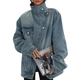 Giacca in Denim Délavé Collo Alto Asimmetrica